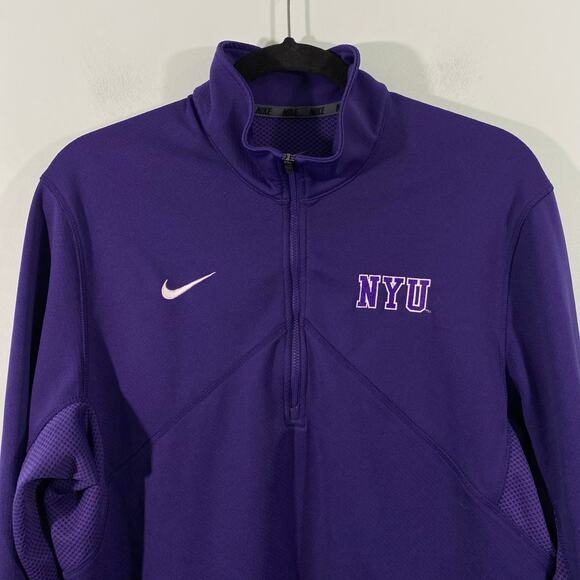 Nike X NYU Embroidered Logos Purple Quarter Zip Athletic Pullover Sweatshirt M - Picture 2 of 11